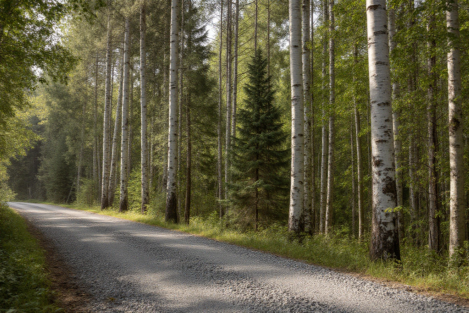 Bewirtschafteter Mischwald mit einem Forstweg